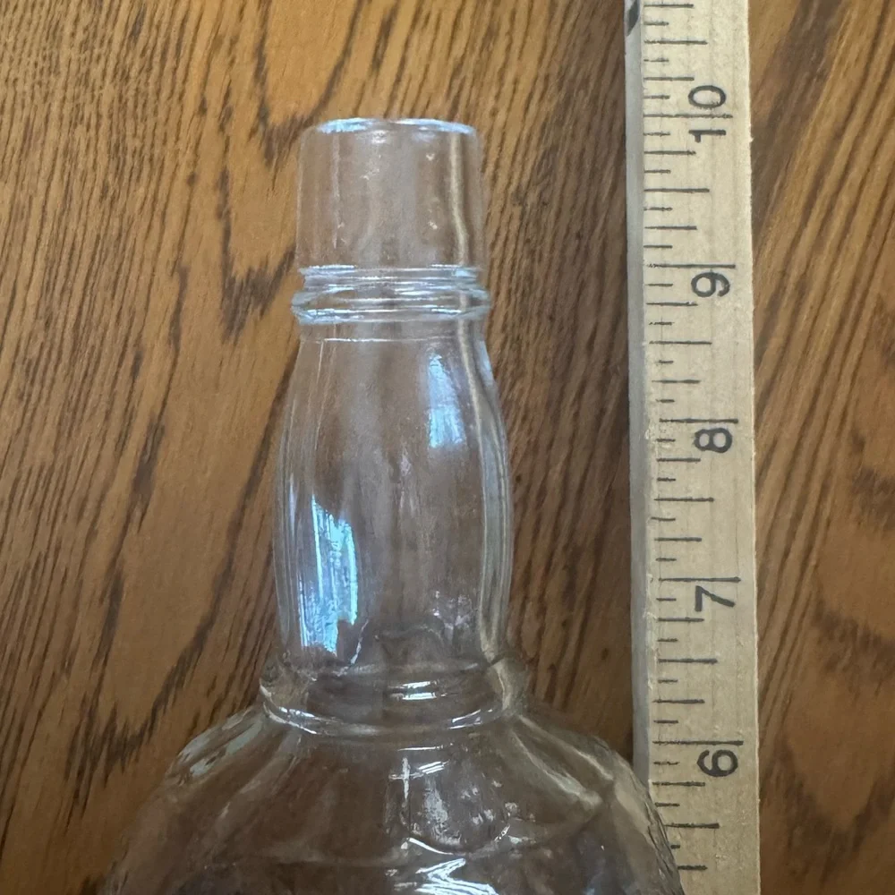 Vintage 1940s Jim Beam Clear Glass Whiskey Bottle Embossed MCM Decor